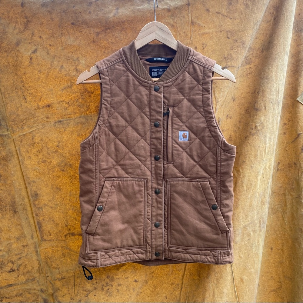Carhartt Tan Quilted Vest rugged flex relaxed fit